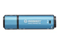 Kingston IronKey Vault Privacy 50 Series - USB-flashstasjon - kryptert - 8 GB - USB 3.2 Gen 1 - TAA-samsvar IKVP50/8GB