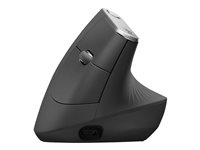 Logitech MX Vertical - Vertikal mus - ergonomisk - optisk - 6 knapper - trådløs, kablet - Bluetooth, 2.4 GHz - USB trådløs mottaker - grafitt 910-005448
