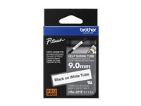 Brother HSe-221E - Svart på hvitt - Rull (0,9 cm x 1,5 m) 1 kassett(er) hengeboks - varmekrympetape - for P-Touch PT-D800, PT-E300, PT-E310, PT-E550, PT-P700, PT-P750, PT-P900, PT-P950 HSE221E