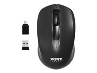 PORT Connect - Mus - høyre- og venstrehåndet - optisk - 3 knapper - trådløs - 2.4 GHz - USB trådløs mottaker - løsvekt 900508