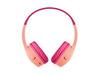 Belkin SoundForm Mini - Hodetelefoner med mikrofon - on-ear - Bluetooth - trådløs - 3,5 mm jakk - rosa AUD002BTPK