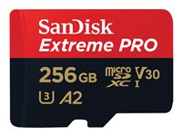 SanDisk Extreme Pro - Flashminnekort (microSDXC til SD-adapter inkludert) - 256 GB - A2 / Video Class V30 / UHS-I U3 / Class10 - microSDXC UHS-I SDSQXCD-256G-GN6MA