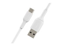 Belkin BOOST CHARGE - USB-kabel - 24 pin USB-C (hann) til USB (hann) - 3 m - hvit CAB001BT3MWH