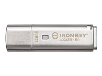 Kingston IronKey Locker+ 50 - USB-flashstasjon - kryptert - 128 GB - USB 3.2 Gen 1 IKLP50/128GB