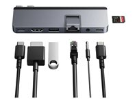 HyperDrive DUO Pro - Dokkingstasjon - USB-C x 2 - HDMI, USB4 - 1GbE - for Apple MacBook Air; MacBook Pro HD575-GRY-GL