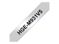 Brother HGE-M931V5 - Sort på sølv - Rull (1,2 cm x 8 m) 5 kassett(er) laminert teip - for P-Touch PT-9500pc, PT-9700PC, PT-9800PCN; P-Touch R RL-700S HGEM931V5