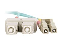 C2G LC-SC 10Gb 50/125 OM3 Duplex Multimode PVC Fiber Optic Cable (LSZH) - Nettverkskabel - SC flermodus (hann) til LC multimodus (hann) - 10 m - fiberoptisk - dupleks - 50 / 125 mikroner - OM3 - halogenfri - akvamarin 85536