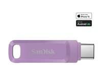 SanDisk Ultra Dual Drive Go - USB-flashstasjon - 128 GB - USB 3.2 Gen 1 / USB-C - lavendel SDDDC3-128G-G46L