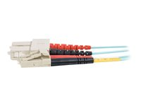 C2G LC-SC 10Gb 50/125 OM3 Duplex Multimode PVC Fiber Optic Cable (LSZH) - Nettverkskabel - SC flermodus (hann) til LC multimodus (hann) - 3 m - 3 m - fiberoptisk - dupleks - 50 / 125 mikroner - OM3 - halogenfri - akvamarin 85533