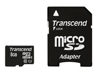 Transcend Premium - Flashminnekort (microSDHC til SD-adapter inkludert) - 8 GB - UHS Class 1 / Class10 - 300x - microSDHC UHS-I TS8GUSDU1