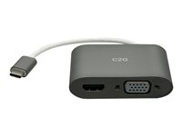 C2G USB C to HDMI & VGA Dual Monitor Adapter - 4K 30Hz - White - Video adapter - 24 pin USB-C hann reversibel til 15 pin D-Sub (DB-15), HDMI hunn - hvit - 4K-støtte C2G29831