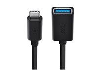 Belkin 3.0 USB-C to USB-A Adapter - USB-adapter - 24 pin USB-C (hann) reversibel til USB-type A (hunn) - USB 3.0 - 3 A - svart F2CU036BTBLK