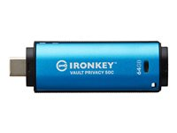 Kingston IronKey Vault Privacy 50C - USB-flashstasjon - kryptert - 64 GB - USB-C 3.2 Gen 1 - TAA-samsvar IKVP50C/64GB