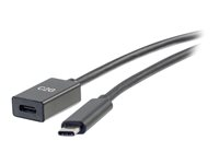 C2G 3ft USB-C to C 3.1 (Gen 1) Male to Female Extension Cable (5Gbps) - USB-forlengelseskabel - 24 pin USB-C (hann) til 24 pin USB-C (hunn) - USB 3.1 Gen 1 / Thunderbolt 3 - 3 A - 90 cm - formstøpt - svart 88656