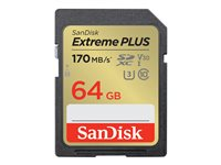 SanDisk Extreme PLUS - Flashminnekort - 64 GB - UHS-I U3 / Class10 - SDXC UHS-I SDSDXW2-064G-GNCIN