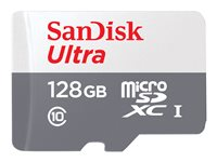 SanDisk Ultra - Flashminnekort (microSDXC til SD-adapter inkludert) - 128 GB - Class 10 - microSDXC UHS-I SDSQUNR-128G-GN3MA
