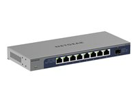 NETGEAR GS108X - Switch - ikke-styrt - 8 x 10/100/1000 + 1 x 10 Gb Ethernet SFP+ (opplink) - stasjonær, veggmonterbar GS108X-100EUS