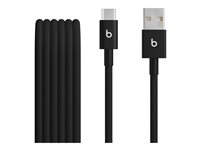 Beats - USB-kabel - USB (hann) til 24 pin USB-C (hann) - USB 2.0 - 1.5 m - flettet kabel, reinforced design, USB Fast Charge (15W) - svart bolt (en pakke 2) MDGH4ZM/A