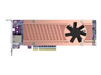 QNAP QM2-2P410G1T - Diskkontroller med 10GBASE-T port - M.2 - PCIe 4.0 x4 (NVMe) - lav profil - PCIe 4.0 x8 - for QNAP TDS-h2489FU-4309Y-64, h2489FU-4314, h2489FU-4314-128, h2489FU-4314-256, TVS-h1288 QM2-2P410G1T