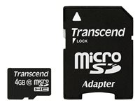 Transcend Premium - Flashminnekort (microSDHC til SD-adapter inkludert) - 4 GB - Class 10 - 133x - microSDHC TS4GUSDHC10