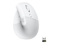 Logitech Lift Vertical Ergonomic Mouse - Vertikal mus - ergonomisk - optisk - 6 knapper - trådløs - Bluetooth, 2.4 GHz - Logitech Logi Bolt USB-mottaker - elfenbenshvit 910-006475