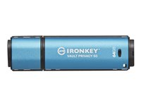 Kingston IronKey Vault Privacy 50 Series - USB-flashstasjon - kryptert - 64 GB - USB 3.2 Gen 1 - TAA-samsvar IKVP50/64GB
