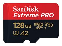 SanDisk Extreme Pro - Flashminnekort (microSDXC til SD-adapter inkludert) - 128 GB - A2 / Video Class V30 / UHS-I U3 / Class10 - microSDXC UHS-I SDSQXCD-128G-GN6MA