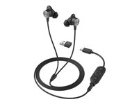 Logitech Zone Wired Earbuds - Hodesett - i øret - kablet - 3,5 mm jakk - lydisolerende - grafitt - Optimert for UC 981-001013