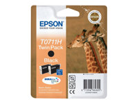 Epson T0711 Twin Pack - 2-pack - 22.2 ml - høykapasitets - svart - original - blister - blekkpatron - for Stylus SX210, SX410, SX510, SX515, SX610; Stylus Office B1100, B40, BX310, BX600, BX610 C13T07114H10