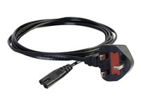 C2G Non-Polarised Power Cord - Strømkabel - power IEC 60320 C7 til BS 1363 (hann) - AC 250 V - 3 m - formstøpt - svart - Storbritannia 80613