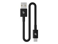 Beats - USB-kabel - USB (hann) til 24 pin USB-C (hann) - USB 2.0 - 20 cm - flettet kabel, reinforced design, USB Fast Charge (15W) - svart bolt MEQL4ZM/A