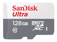 SanDisk Ultra - Flashminnekort (microSDXC til SD-adapter inkludert) - 128 GB - UHS-I / Class10 - microSDXC UHS-I SDSQUNR-128G-GN6TA