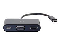 C2G USB-C to HDMI and VGA Adapter Converter with Power Delivery - Dokkingstasjon - USB-C / Thunderbolt 3 - VGA, HDMI 82102