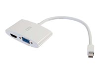 C2G 20cm Mini DisplayPort to HDMI or VGA Adapter Converter 4K UHD - White - Video adapter - Mini DisplayPort hann til 15 pin D-Sub (DB-15), HDMI hunn - 20.3 cm - skjermet - hvit - 4K-støtte 80936