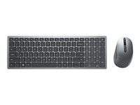 Dell Multi-Device KM7120W - Tastatur- og mussett - trådløs - 2.4 GHz, Bluetooth 5.0 - Islandsk - titangrå KM7120W-GY-ICE