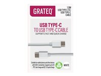 GRATEQ - USB-kabel - 24 pin USB-C (hann) til 24 pin USB-C (hann) - 5 A - 1 m - hvit 85056QC
