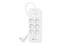 Belkin Connect - Overspenningsavleder - med USB-C- og USB-A-porter - utgangskontakter: 6 - 2 m kabel SRB002VF2M