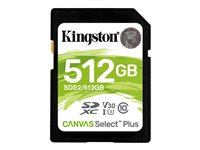 Kingston Canvas Select Plus - Flashminnekort - 512 GB - Video Class V30 / UHS-I U3 / Class10 - SDXC UHS-I SDS2/512GB