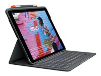 Logitech Slim Folio - Tastatur og folioveske - trådløs - Bluetooth LE - QWERTY - Nordisk (dansk/finsk/norsk/svensk) - Oxford-grå - for Apple 10.9-inch iPad (10. generasjon) 920-011428