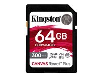 Kingston Canvas React Plus - Flashminnekort - 64 GB - Video Class V90 / UHS-II U3 / Class10 - SDXC UHS-II SDR2/64GB
