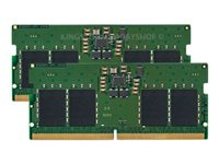 Kingston - DDR5 - sett - 16 GB: 2 x 8 GB - SO DIMM 262-pin - 4800 MT/s / PC5-38400 - CL40 - 1.1 V - ikke-bufret - ikke-ECC - for Dell Inspiron 16; Precision 34XX, 7770; Lenovo IdeaPad Gaming 3 16; ThinkPad P15v Gen 3 KCP548SS6K2-16