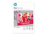 HP - Matt - 8,8 mille - 100 x 150 mm - 180 g/m² - 25 ark fotopapir - for Deskjet Ink Advantage 1275; Officejet 38XX, 46XX, 52XX, 57XX, 68XX, 69XX, 80XX, 8702, 9012 7HF70A