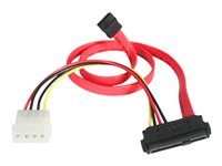 StarTech.com 18in SAS 29 Pin to SATA Cable with LP4 Power - 18in SAS 29 pin to SATA Cable - 18in SFF 8482 to SATA (SAS729PW18) - SATA/SAS-kabel - 4-pin intern strøm, 29-pins intern SAS (SFF-8482) til SATA (R) - 46 cm - rød - for P/N: DRW150SASBK SAS729PW18