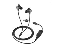 Logitech Zone Wired Earbuds - Hodesett - i øret - kablet - 3,5 mm jakk - lydisolerende - grafitt - Certified for Microsoft Teams 981-001009