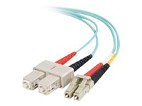 C2G LC-SC 10Gb 50/125 OM3 Duplex Multimode PVC Fiber Optic Cable (LSZH) - Nettverkskabel - SC flermodus (hann) til LC multimodus (hann) - 2 m - fiberoptisk - dupleks - 50 / 125 mikroner - OM3 - halogenfri - akvamarin 85532