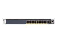 NETGEAR M4300-28G-PoE+ - Switch - L3 - Styrt - 2 x 10/100/1000/10000 + 2 x 10 Gigabit SFP+ + 24 x 10/100/1000 (PoE+) - front til bakside-luftflyt - rackmonterbar - PoE+ (720 W) GSM4328PB-100NES