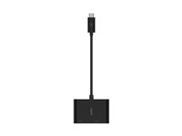 Belkin USB-C to VGA + Charge Adapter - Video adapter - 24 pin USB-C hann til HD-15 (VGA), USB-C (kun strøm) hunn - svart - 1080p-støtte, USB Power Delivery (60W) AVC001BTBK