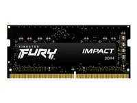 Kingston FURY Impact - DDR4 - sett - 16 GB: 2 x 8 GB - SO DIMM 260-pin - 3200 MT/s / PC4-25600 - CL20 - 1.2 V - ikke-bufret - ikke-ECC - svart KF432S20IBK2/16