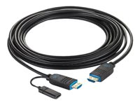 C2G 25ft (7.6m) C2G Performance Series High Speed HDMI Active Optical Cable (AOC) - 4K 60Hz Plenum Rated - High Speed - HDMI-kabel - HDMI hann til HDMI, 24 pin USB-C - 7.6 m - svart - 4K 60Hz støtte, plenum, Active Optical Cable (AOC) C2G41482