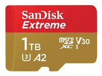 SanDisk Extreme - Flashminnekort (microSDXC til SD-adapter inkludert) - 1 TB - A2 / Video Class V30 / UHS-I U3 / Class10 - microSDXC UHS-I SDSQXAV-1T00-GN6MA